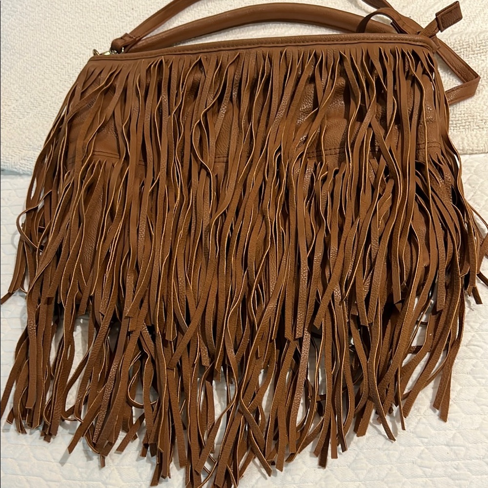 H&M Brown Fringe Leather Shoulder Bag